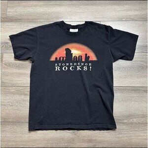 Vintage Stonehenge Rocks Black T Shirt Tourist English Heritage Men's Sz M